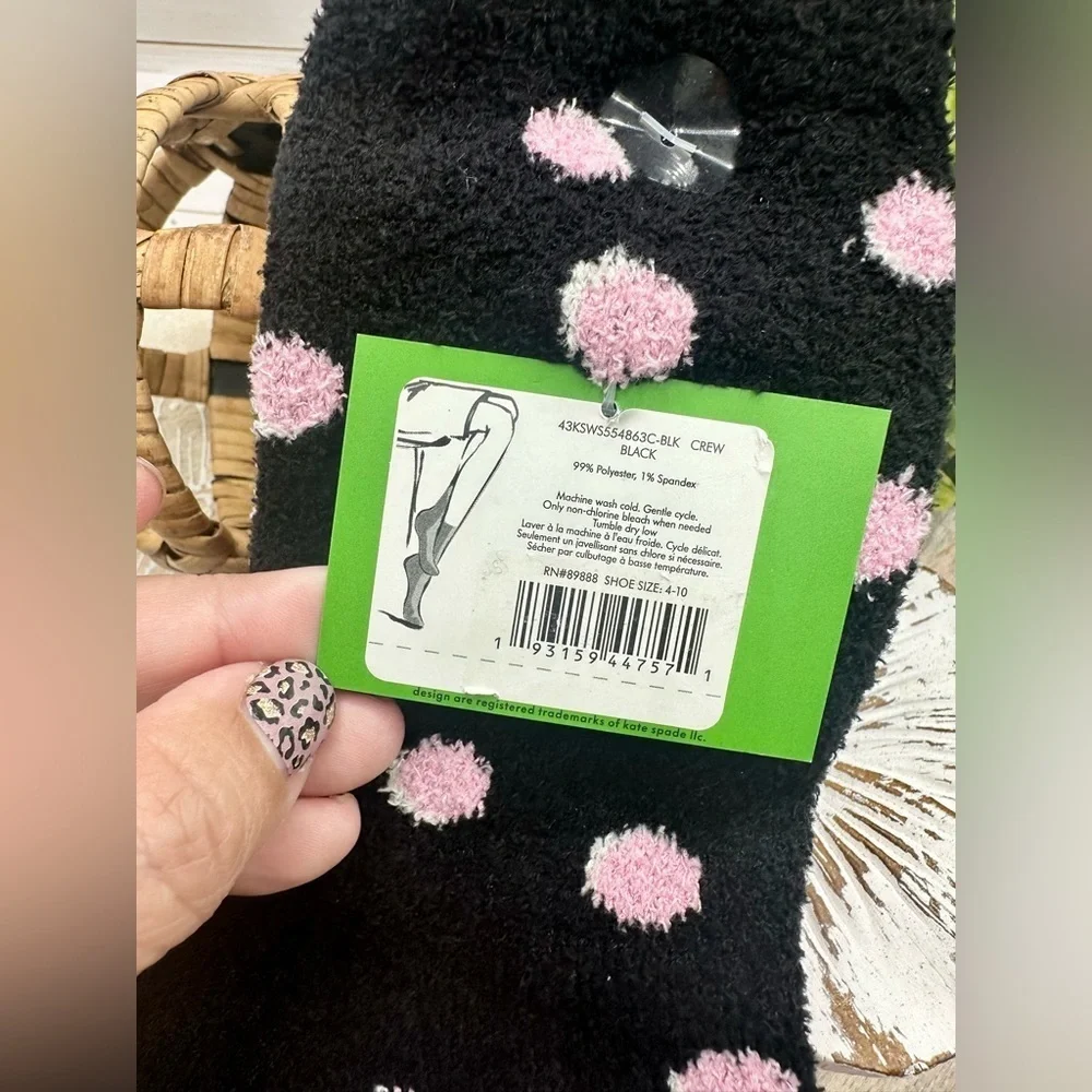 Kate Spade Fuzzy Home Crew Socks OS NWT